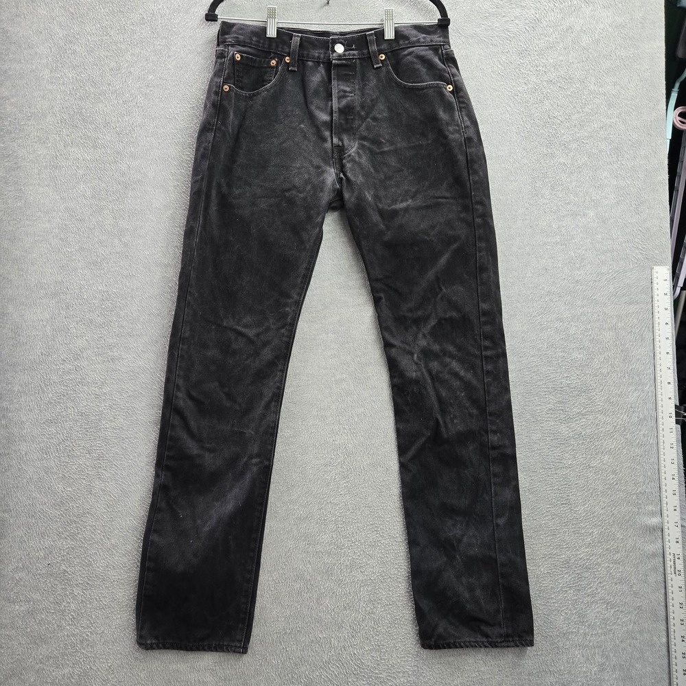 Levi's 501 Men Jeans 30X32 Black Denim Original Fit Straight Leg Button Fly - Picture 1 of 13
